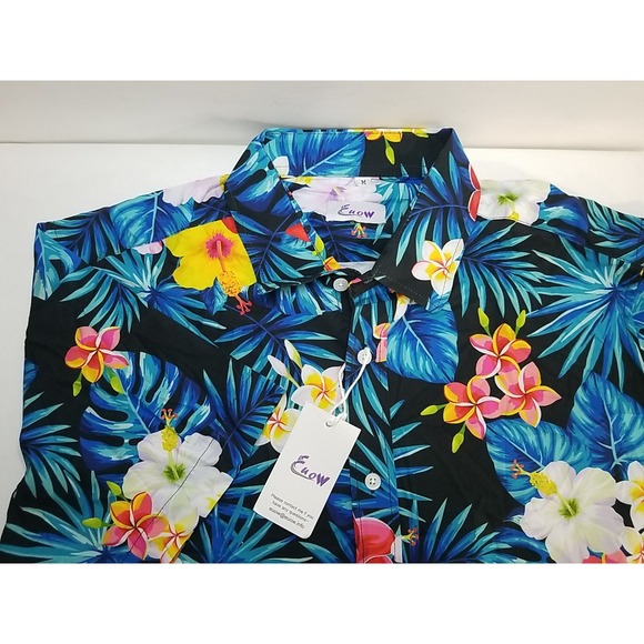 Other - Euow Hawaiian Shirt Mens Floral Short Sleeve Button Up‎ Medium